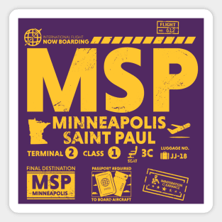 Vintage Minneapolis Saint Paul MSP Airport Code Travel Day Retro Travel Tag Magnet